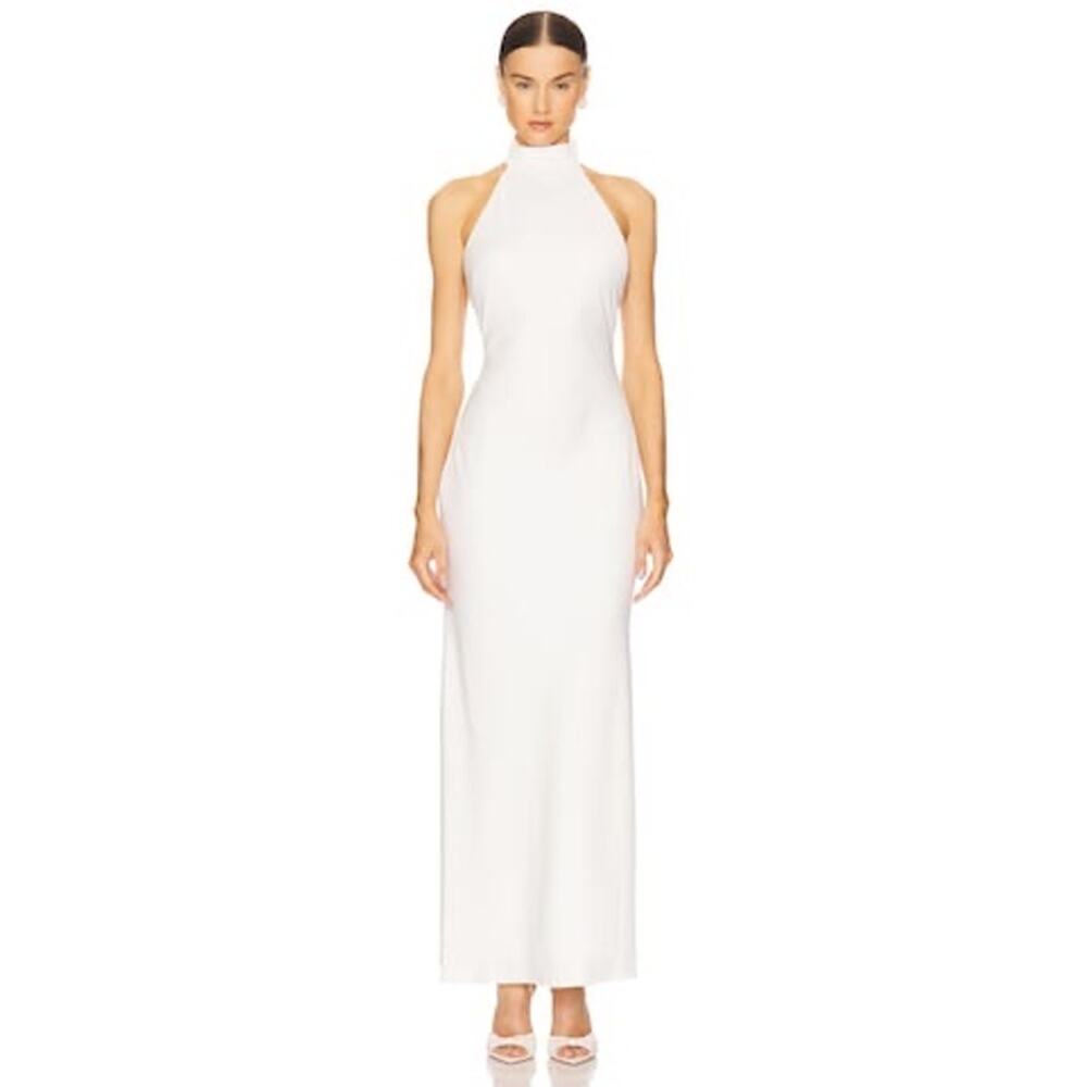 NWT REVOLVE x Misha Evianna Satin maxi Gown Ivory Small Weddings Bridal Gala